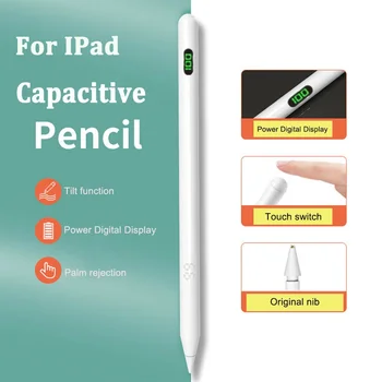 Емкостная Ручка Стилус Для iPad Mini 5 6 Pro 11 12,9 2022 2021 2020 2018 Air 5 Air 4 3 6th 7th 8th Цветной СВЕТОДИОДНЫЙ Цифровой Дисплей