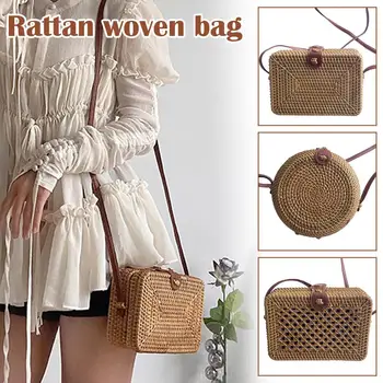 Женская летняя сумка из ротанга, тканый пляжный клатч ручной работы, большая вместительная сумка Bohemia H9A4
