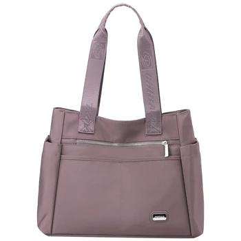 Женская нейлоновая сумка-тоут, водонепроницаемая повседневная сумка для покупок, легкая сумка большой емкости с несколькими карманами для работы, путешествий, учебы