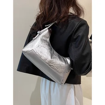 Женские сумки Sac A Main Designer Y2k серебристого цвета, винтажные сумки через плечо из искусственной кожи, женские сумки-тоут Bolso