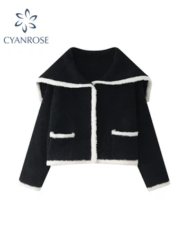 Женский черный вязаный кардиган в готическом стиле, модный Женский свитер с длинным рукавом, Корейский Винтажный джемпер Y2k, свитера, верхняя одежда