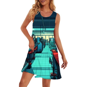 Женское платье с популярной технологией 3D-печати, спортивное повседневное платье с длинными рукавами, круглый вырез, модное универсальное платье, новое платье