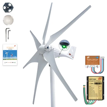 Жилой ветрогенератор мощностью 600 Вт переменного тока 12 В 24 В с индикатором MMPT контроллером и эквалайзером заряда батареи, 3-фазная ветряная мельница малой мощности