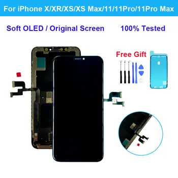 Замена ЖК-экрана для iPhone Полностью протестированный мягкий OLED-дисплей для iPhone X XR XS Max 11 Pro 11 Pro Max