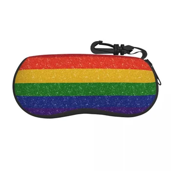 Защитный чехол для очков с искусственным блеском Rainbow Pride Flag Shell, Милый чехол для солнцезащитных очков, Сумка для очков ЛГБТ, геев и лесбиянок