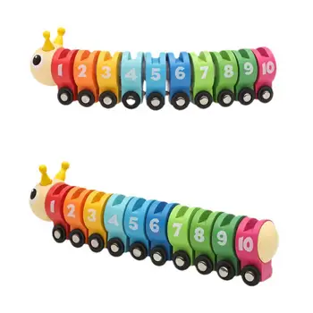Игрушечный поезд Caterpillar, развивающая математическая игра, обучающий дизайн колеса, игрушечный поезд, игрушки для мальчиков и девочек, 1, 2, 3-летний ребенок.