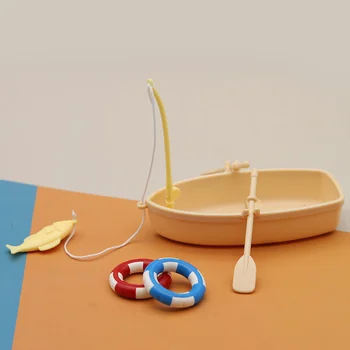 Игрушки Детский домик Кольцо для плавания Имитация Рыбацкой лодки Очаровательное крошечное пластиковое ремесло ребенка