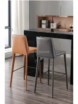 Итальянский минималистичный барный стул с кожаным седлом креативный барный стул современный простой бытовой высокий табурет из твердой кожи
