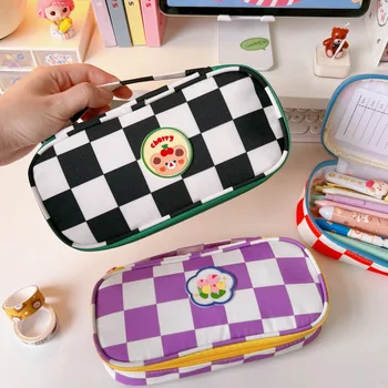 Кавайный пенал, Корейская сумка для девочек, органайзер для ручек большой емкости, школьные принадлежности, офисные принадлежности, канцелярские принадлежности
