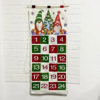 Календарь обратного отсчета Рождества, Безликий принт в виде карлика, 24 кармана, сумка для хранения, Красочный подвесной мешочек, Рождественский настенный кулон