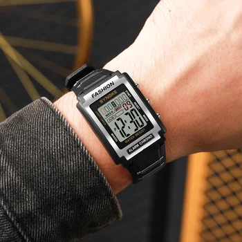 Квадратные мужские спортивные часы Военные 50 м Водонепроницаемые 31 мм Многофункциональные Секундомеры Наручные часы Цифровые Часы Мужские