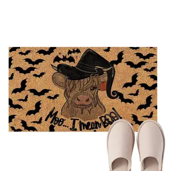 Коврик для пола на Хэллоуин, дверной коврик с коровьей летучей мышью, коврик с коровьим принтом, толстые впитывающие коврики для фермерского дома, ванной комнаты и улицы