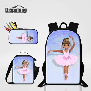 Комплект из 3 шт. Школьный рюкзак с принтом для балета и йоги для девочек с пользовательским именем и логотипом Сумка-холодильник для еды Пенал для школьников Сумка для книг Рюкзак