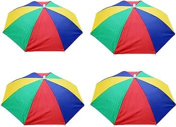 Комплект кепок для зонтиков из 4 предметов, зонтичная шляпа для взрослых и детей, складная водонепроницаемая, для вечеринок на открытом воздухе, для пеших прогулок, легко переносимая
