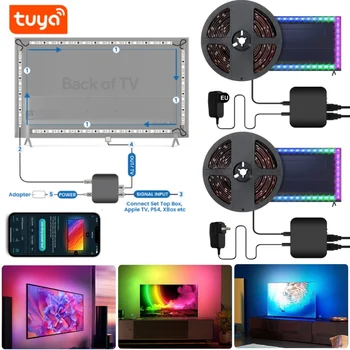 Комплект светодиодных лент Tuya Smart с музыкальным ритмом и синхронизацией голоса Интеллектуальное окружающее освещение подсветка телевизора Работа с Alexa Google Home