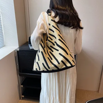 Корейские женские сумки-ведра для дамских сумок, полосатая сумка для хранения, кошелек, сумка-тоут большой емкости, повседневные холщовые Женские сумки через плечо