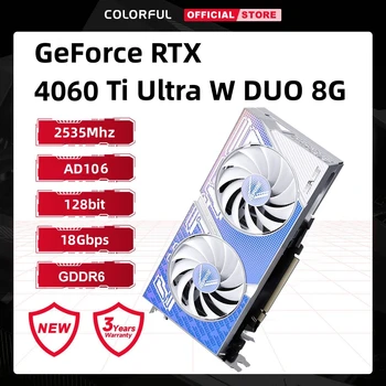 Красочная игровая видеокарта iGame GeForce RTX 4060 Ti Ultra W DUO OC 8GB-V GDDR6 128bit 2535Mhz Eat chicken advanced NVIDIA