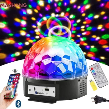 Красочная Светодиодная Сценическая лампа Magic Ball, Вращающийся на 360 ° Дискотечный Лазерный луч, динамик Bluetooth, активированный звук, DJ, Танцевальные огни для вечеринок