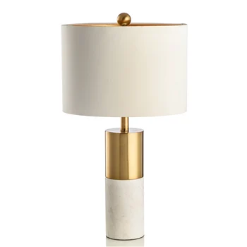 Креативная настольная лампа Simple Jazz из белого мрамора с медным покрытием для виллы, Роскошная прикроватная лампа для гостиной, спальни