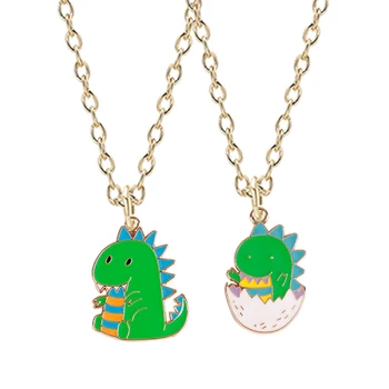 Креативные украшения своими руками, Мультяшное модное ожерелье с динозавром, Зеленая подвеска в виде животного в виде сломанной раковины, Милые детские украшения, подарок на день рождения