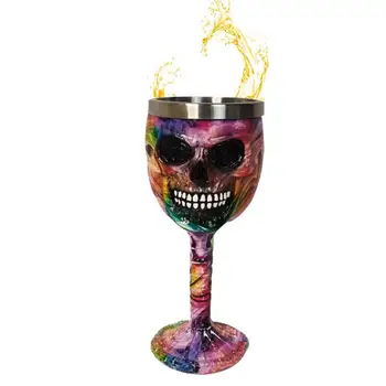 Кубок из винной смолы, голова скелета, винный кубок, форма черепа, чашки для вечеринки на Хэллоуин для домашних баров, кафе. И в других местах