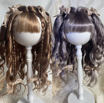 Кукольные парики для Blythe Qbaby Мохеровые волнистые рулоны локоны 9-10 дюймов на голове Бесплатная доставка