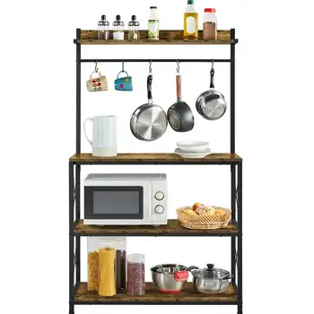 Кухонная стойка для выпечки, полка для хранения, подставка для духовки, коричневый в деревенском стиле