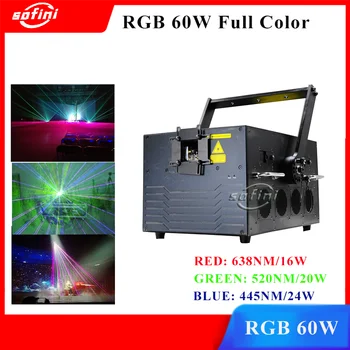 Лазерный луч высокой мощности 60 Вт RGB Анимационный Лазер Профессиональный 60 Вт ILDA Stage lazer 638nm 40kpps FB4