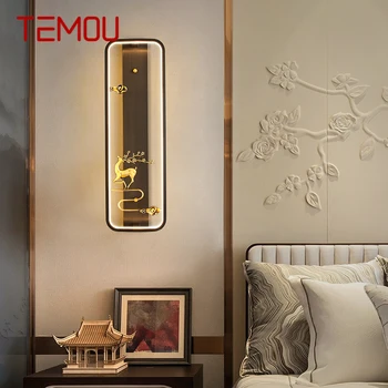 Латунный настенный светильник TEMOU LED Современное Роскошное бра для украшения интерьера спальни, прикроватной тумбочки, гостиной, освещения коридора