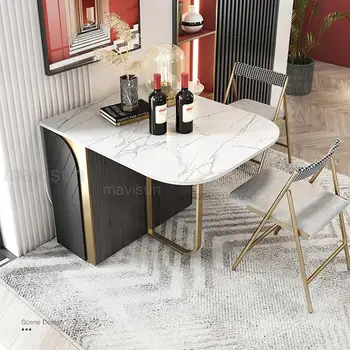 Легкая роскошная комбинация складного обеденного стола и стула, простой и многофункциональный небольшой бытовой настольный столик