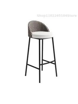 Легкий роскошный барный стул, современный простой бытовой высокий табурет, красное кресло для Интернета, барный стул на стойке регистрации, барный стул с скандинавской спинкой, барный стул