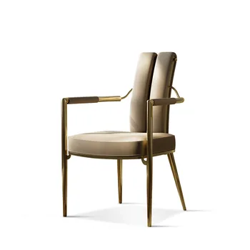 Легкий роскошный чайный столик, мастер-стул, Дизайнерский Современный обеденный стул, стул для домашнего офиса, стул для приготовления чая, кресло с кожаной спинкой
