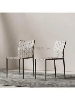 Легкое роскошное обеденное кресло из кожи с седлом, скандинавский ротанговый стул, домашний минималистичный стул со спинкой, туалетный стул, простой обеденный стол