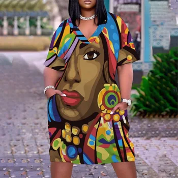Летнее милое платье для девочек Женские модные богемные пляжные платья с карманом Миди Готический Короткий рукав Африканское женское платье Элегантное Сексуальное