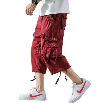 Летние камуфляжные свободные шорты-карго 2022, мужские камуфляжные короткие штаны с несколькими карманами, мужские шорты-карго без пояса, Размер 29-40