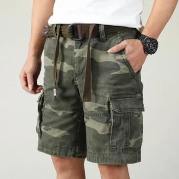 Летние камуфляжные шорты-карго, мужские крутые хлопковые повседневные Короткие брюки, Удобные камуфляжные