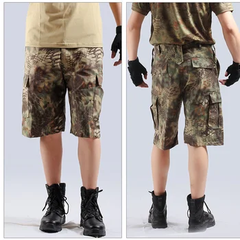 Летние мужские камуфляжные свободные тактические шорты-карго для занятий спортом на открытом воздухе, охотой, кемпингом, скалолазанием, короткие брюки длиной до колен