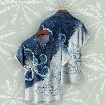 Летняя рубашка, высококачественные модные топы с коротким рукавом, рубашки оверсайз для мужчин 2023, повседневные гавайские пляжные майки