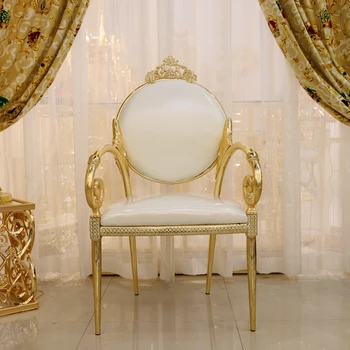 Металлический золотой стул в европейском стиле, обеденный стул со спинкой, стул для отдыха, бытовой стул