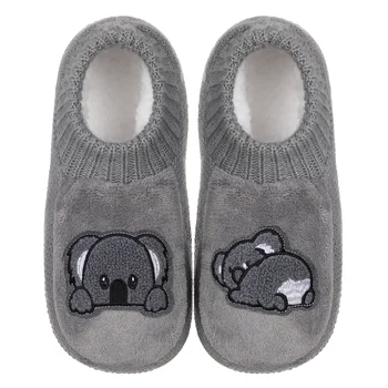 Милые женские носки-тапочки с животными, зимние теплые вязаные тапочки, нескользящие пушистые носки, Уютные постельные носки, подарки-Koala