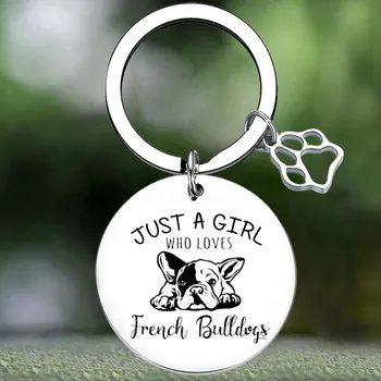 Милый французский Бульдог Подарки Брелок для ключей влюбленных в французского Бульдога Брелок Кулон Ювелирные изделия домашнее животное подарок собаке