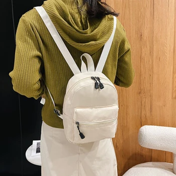 Мини-женские рюкзаки, трендовая нейлоновая женская сумка, маленькие школьные сумки, белый рюкзак для девочек-подростков, модный повседневный рюкзак