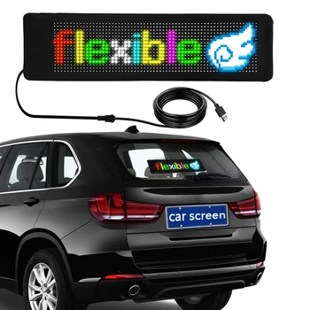 Мини светодиодный автомобильный знак Гибкие световые знаки Программируемое управление приложением Bluetooth Пользовательский Текстовый узор Анимация Прокрутка светодиодного дисплея