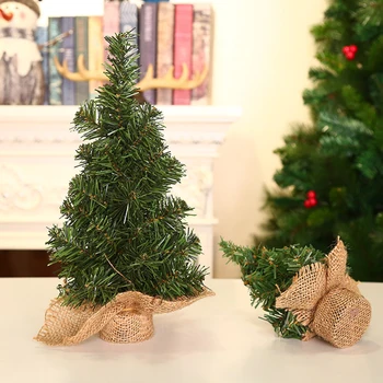 Миниатюрные сосны Многоразовые бутылочные кисти Деревья с основанием из мешковины Маленькие искусственные деревья для Рождественской вечеринки Домашняя столешница