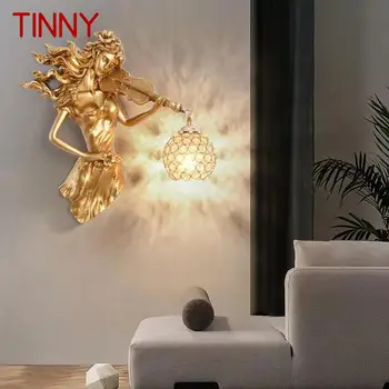 Миниатюрный современный светодиодный золотой настенный светильник для помещений, креативный винтажный светильник-бра из смолы для дома, гостиной, спальни, коридора, декора