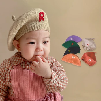 Модная детская шапка, вязаная шапка с тыквой, теплый берет, ретро Вязаный берет, Детская осенне-зимняя детская шляпа художника, маленькая шляпа