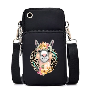 Модная мини-сумка для мобильного телефона с мультяшной ламой, женские сумки-мессенджеры, сумка-мессенджер с милой ламой, универсальная женская сумка через плечо