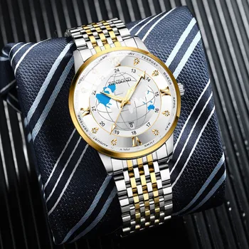 Модные брендовые мужские часы с бриллиантами Earth Starry Sky, светящаяся стрелка, деловой механизм с автоподзаводом, классный подарок, кварцевые наручные часы