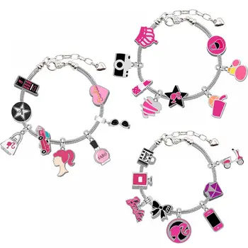 Модный браслет Барби из аниме Kawaii Sweet Girls с буквенной куклой, Очаровательные Металлические браслеты, Мультяшные женские украшения, подарки на день Святого Валентина, Игрушки