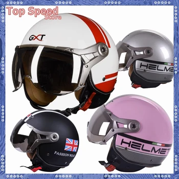Мотоциклетные шлемы Four Seasons, Винтажный шлем для скутера, шлем Cafe Racer с половиной лица, шлем для мотокросса, Casco, Мужской Женский шлем для мотокросса